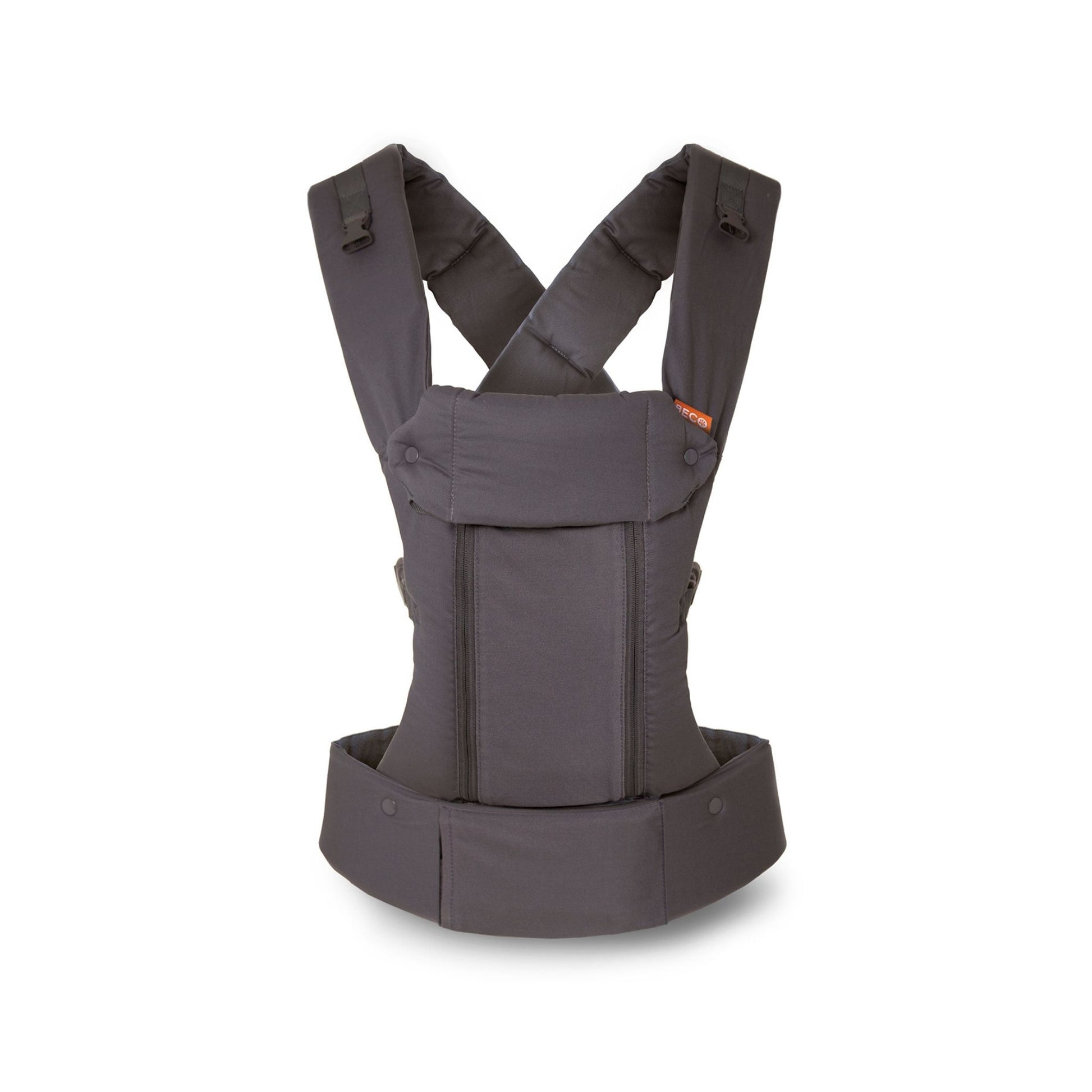 Product image of grey Beco8 baby carrier with back panel zipped up